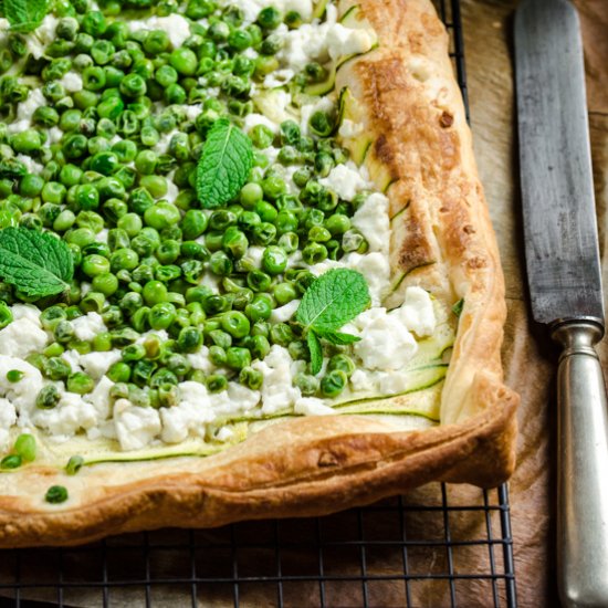 Feta, Zucchini and Pea Tart