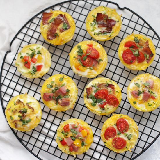 Mini Quiche with Hash Brown Crust