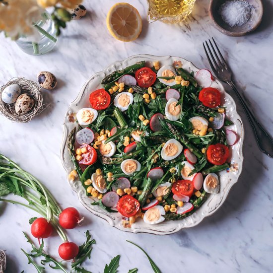 Salad with Asparagus & Quail Eggs