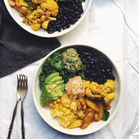 Turmeric Rice Bowls w/ Golden Cauliflower