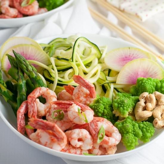 Veggie & Grilled Shrimp Zoodle Bowl