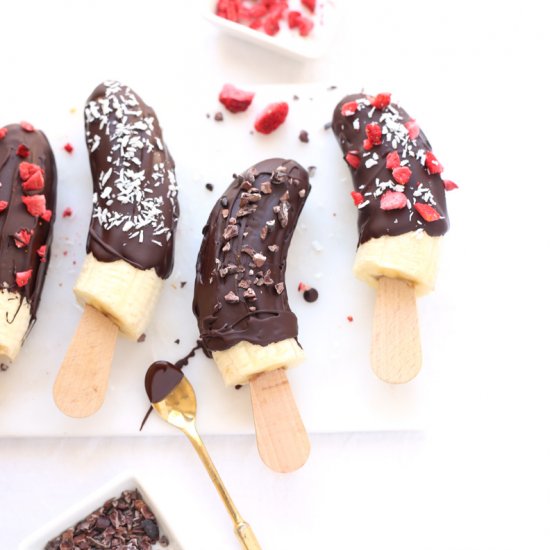 Frozen banana popsicles