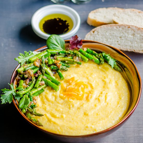 Cheesy Polenta with Asparagus