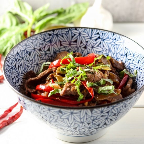 Spicy Basil Beef Bowls