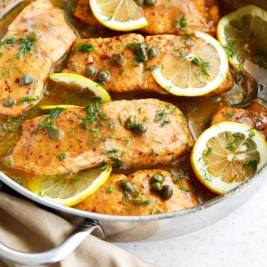 Salmon Piccata with Velvety Sauce