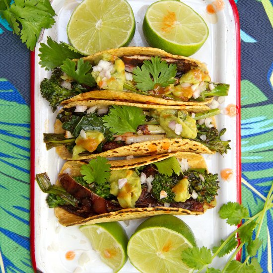 Grilled Broccolini Shiitake Tacos