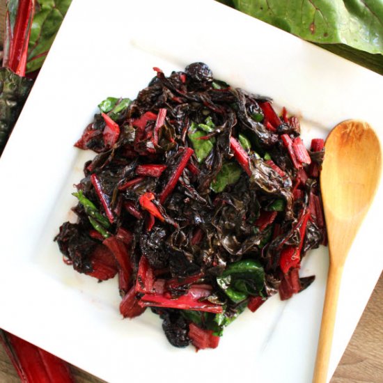 Grilled Swiss Chard with Cherries