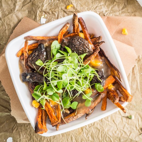 Sweet Potato Poutine w/ Morel Gravy