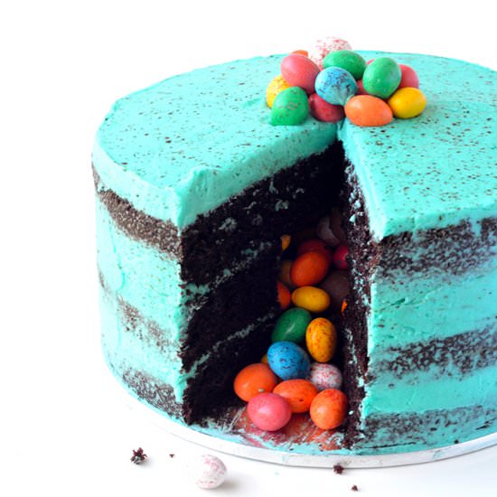 Speckled Egg Chocolate Piñata Cake