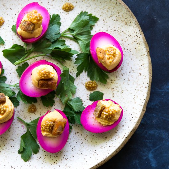 Cracklin’ Pickled Deviled Eggs