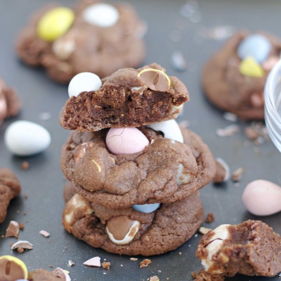 Chocolate Cadbury Egg Cookies