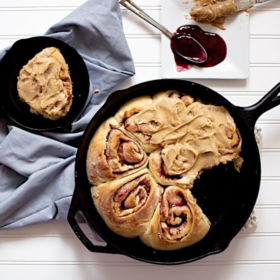 PB & J Cinnamon Rolls