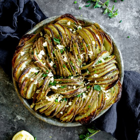 Greek Hasselback Potato Gratin