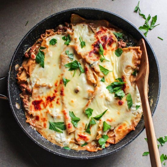 Sausage and Alfredo Skillet Lasagna