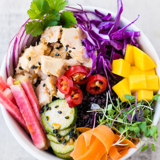 Rainbow Poke Bowl w/ Canned Tuna