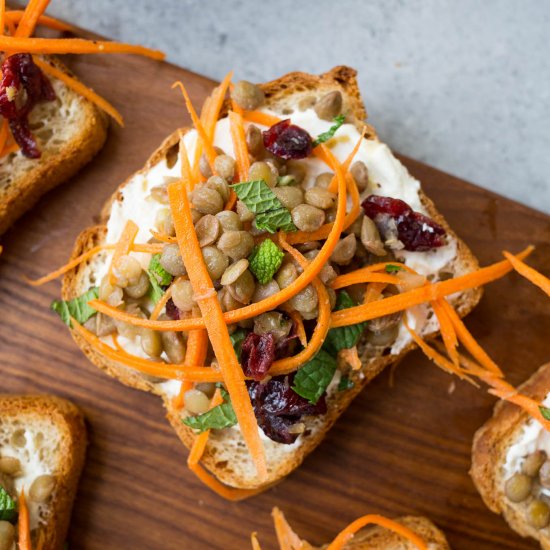 Lentil and Carrot Salad Tartines