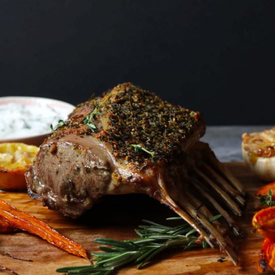 Roast Rack of Lamb w Honey Carrots