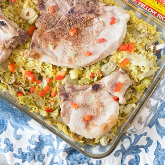 Pork Chop Bake with Yellow Rice