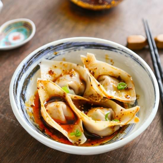 Sichuan Style Wontons in Chili Oil