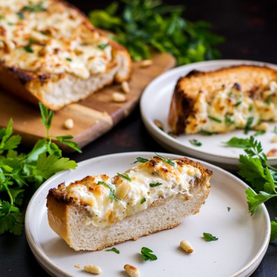 Cheesy Garlic Bread with Pine Nuts