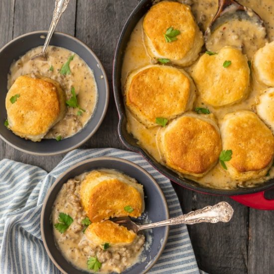 Biscuits and Gravy Skillet Cobbler