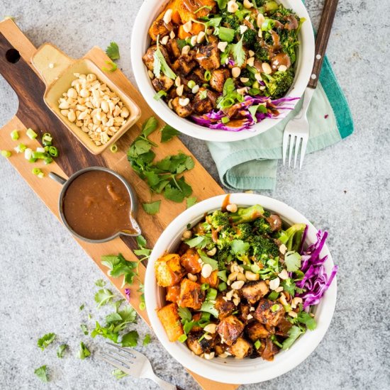 Peanut Tofu & Sweet Potato Bowl