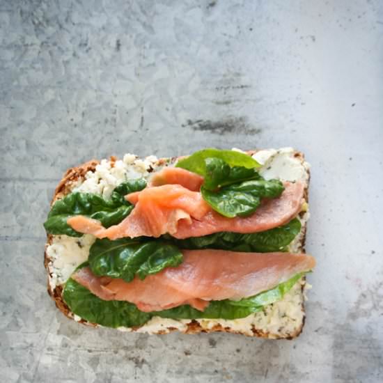 Smoked Salmon and Baby Spinach Toast