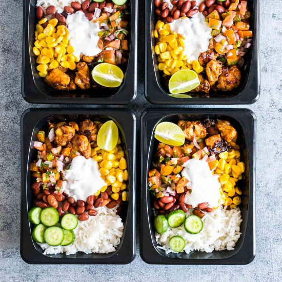 Chicken Burrito Meal Prep Bowls