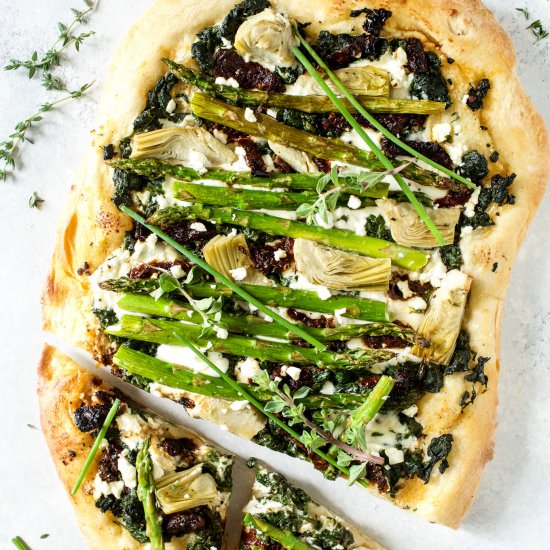 Spring Pizza with Burrata