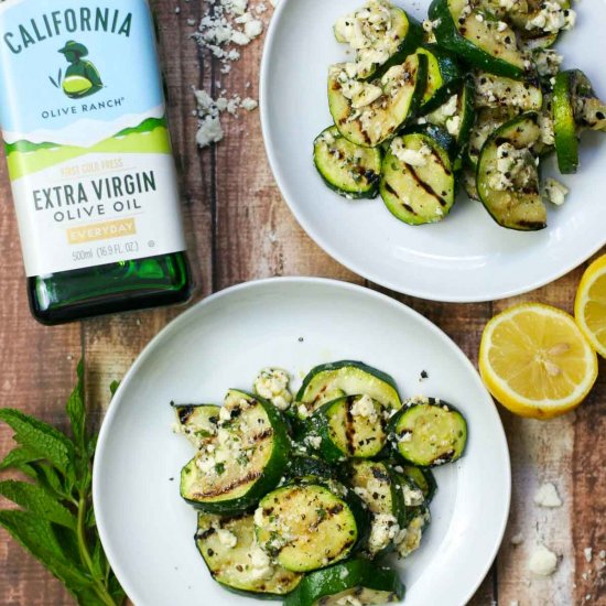 Grilled Zucchini with Mint, Lemon, and Feta