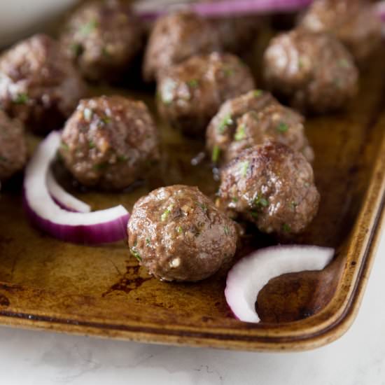 Sheet Pan Greek Meatballs