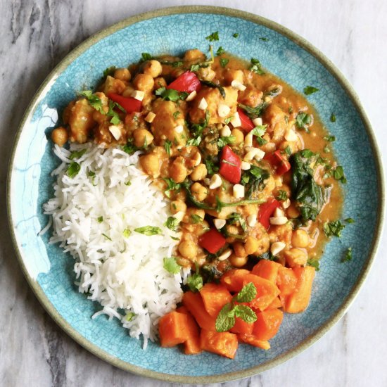 Chickpea Sweet Potato Peanut Curry