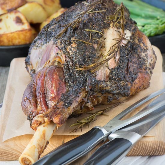 Roast Leg of Lamb with Garlic