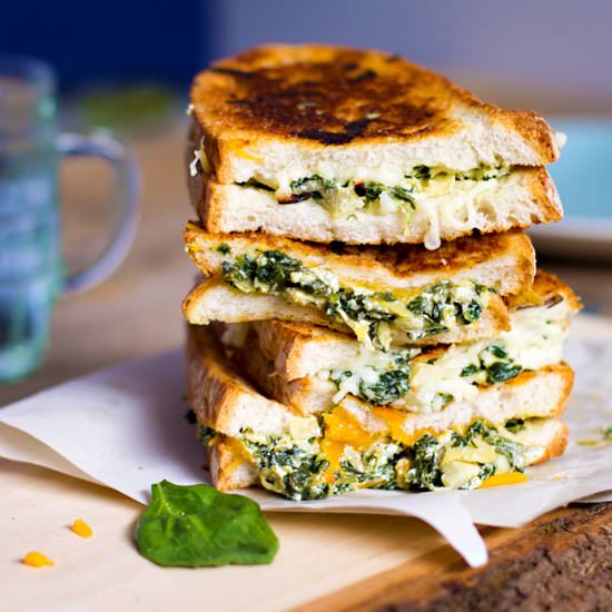 Spinach Artichoke Grilled Cheese