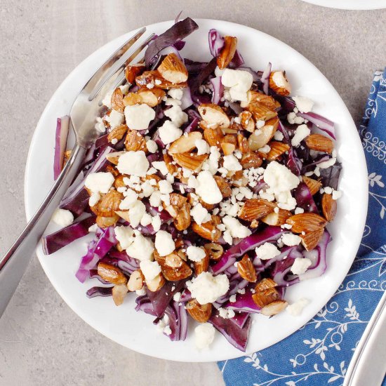 Red Cabbage Feta and Almond Slaw