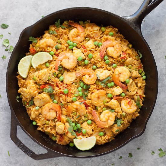 Healthy Chicken & Shrimp Paella