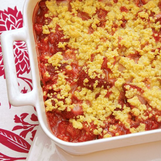 Strawberry-Rhubarb Polenta Crisp