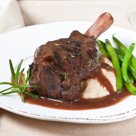 Lamb Shanks Braised in Red Wine