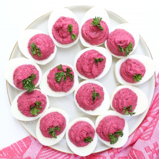 Delicious Beet Deviled Eggs