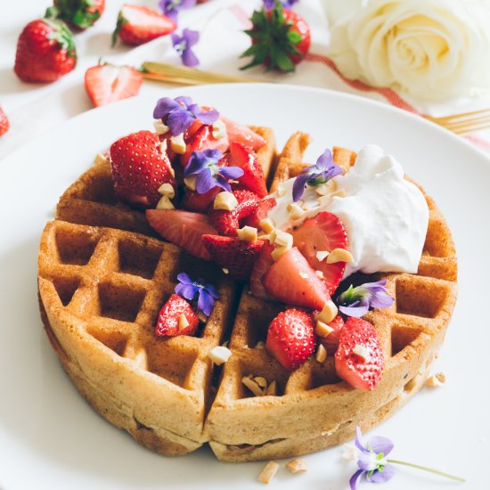 Yeast Waffles with Strawberries