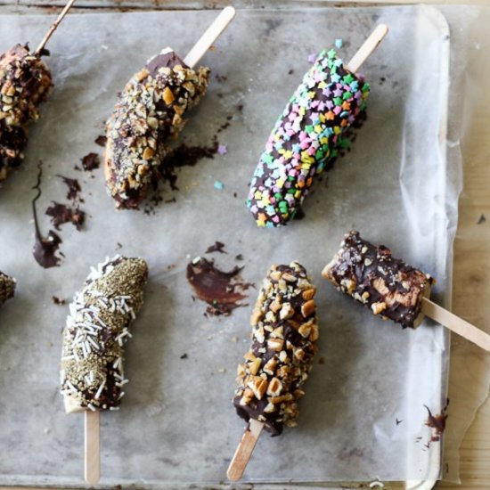 Dark Chocolate Frozen Banana Pops