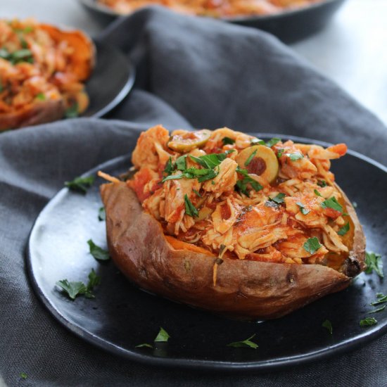 Chicken Empadão Sweet Potato Boats