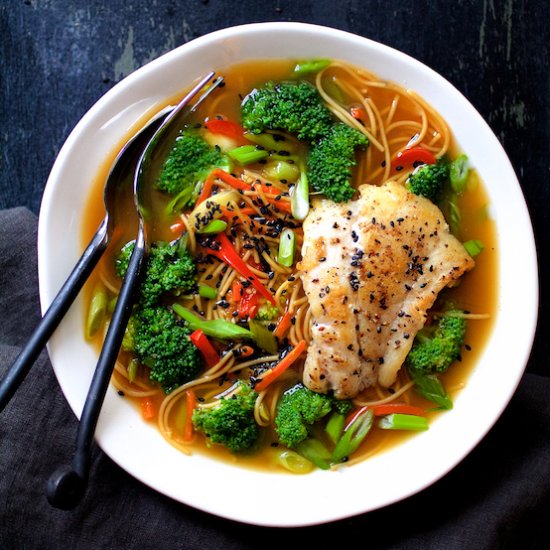 Asian Vegetable Noodle Bowls w/Fish