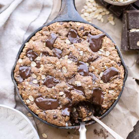 Oatmeal Chocolate Skillet Cookie