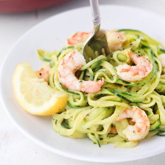 Zoodles with Creamy Lemon Shrimp