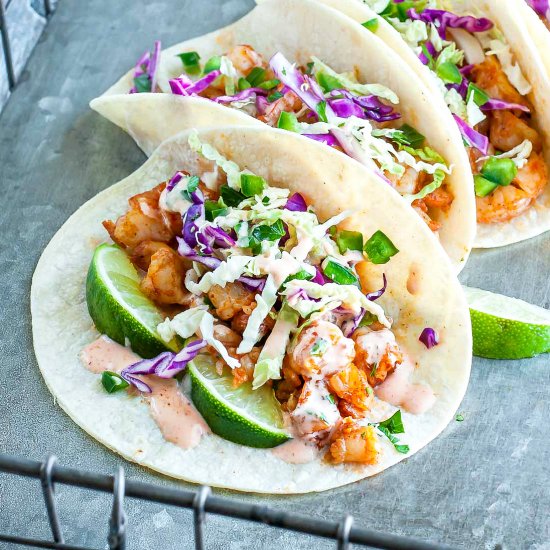 Spicy Sriracha Shrimp Tacos