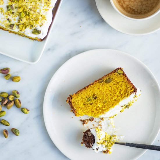 Turmeric Pistachio and Skyr Cake