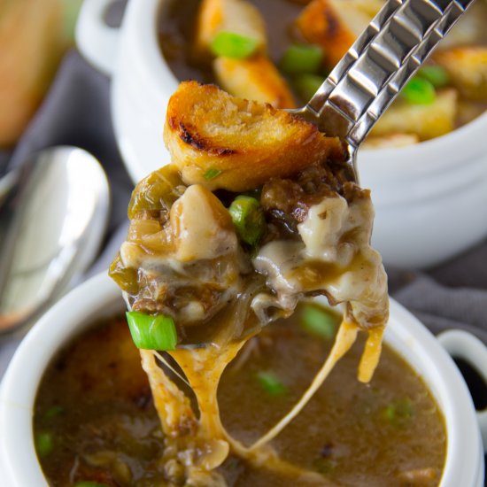 Philly Cheesesteak Soup