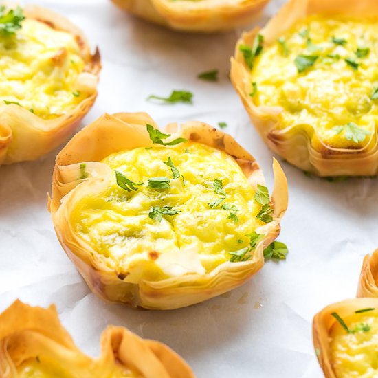 Egg, Leek and Feta Phyllo Cups