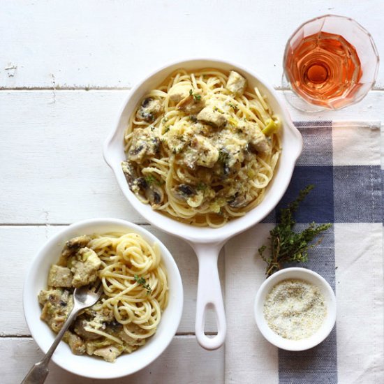 Chicken Stroganoff with Spaghetti